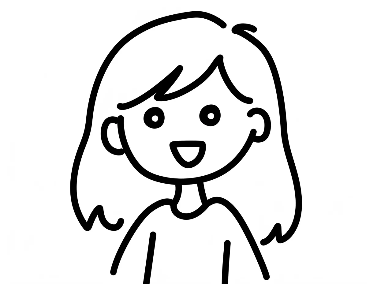 にっこり人の顔｜目の丸さや口の開きが軽やかな印象を与える人の顔。線の抑揚が、陽気で明るい性格を感じさせるポイントになっている。