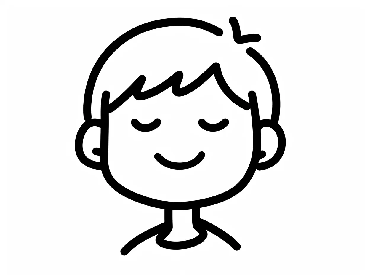 すやすや人の顔｜目を閉じた穏やかな表情が印象的な人の顔。少ない線ながら、髪の分け目や輪郭が整っており、眠る瞬間の心地よさが漂う。