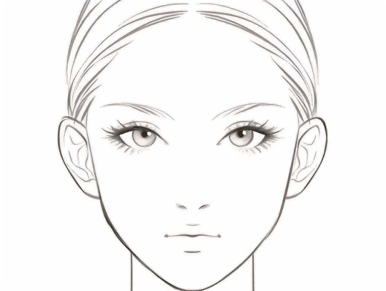 女性の顔と繊細な線｜繊細な線画で描かれた女性の顔は、まつ毛や口元の丁寧な処理によって端正さが際立っている。線の太さや密度のコントロールが、静かな存在感を生み出している。
