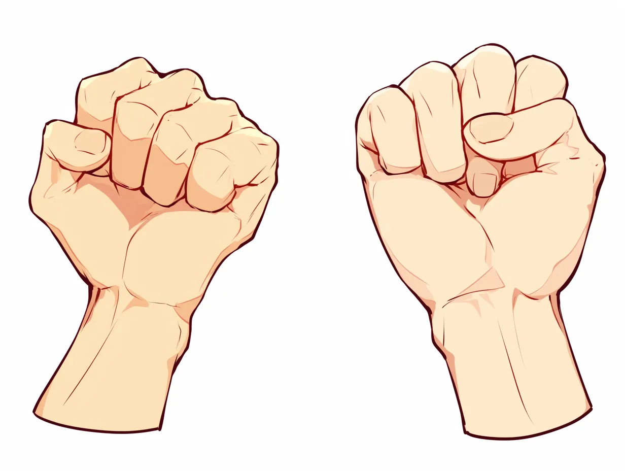両手で握るグーの手｜左右の拳を比較するような構図で、手の形や表情の違いが見える一枚。左右対称のようで微差があり、人の個性を映し出している。