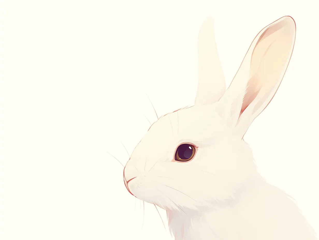 うさぎ横顔リアル｜毛並みの細やかなグラデーションが印象的な横顔は、自然な立体感と清楚な存在感を漂わせています。瞳の奥行きがうさぎの静かな意志を感じさせます。