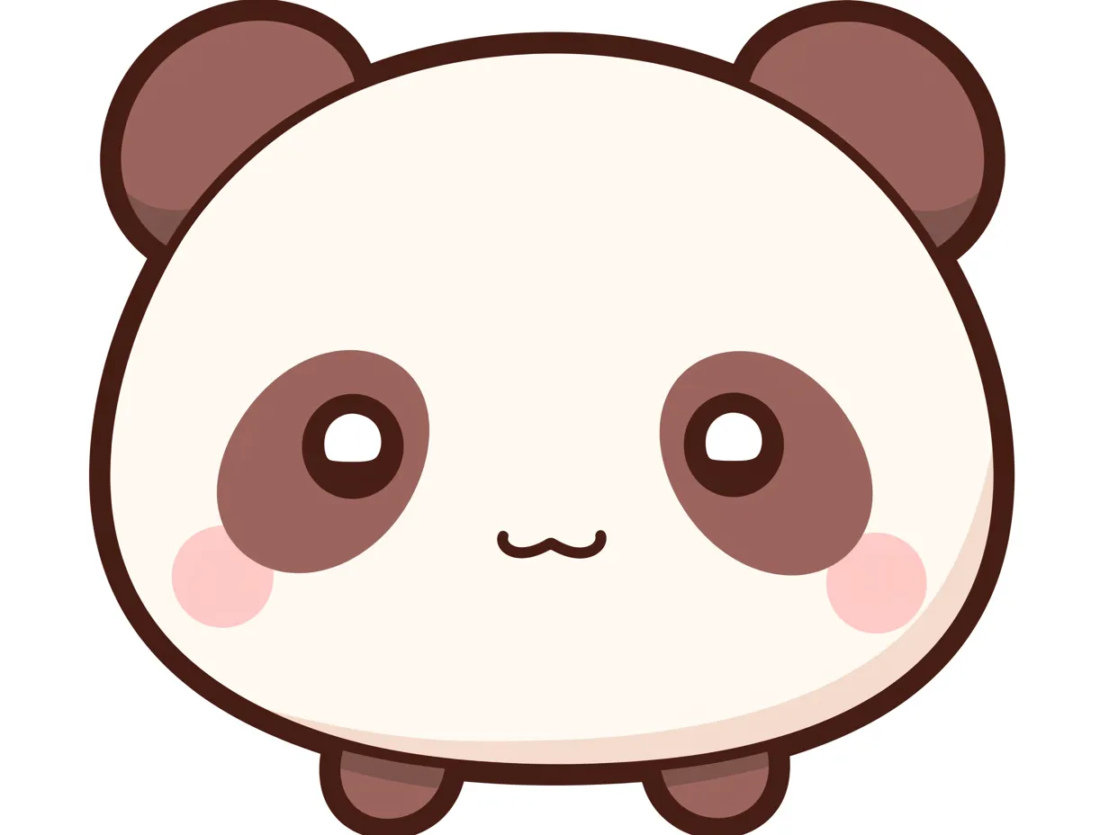 パンダの顔とピンクのほっぺ｜耳と目の周りにブラウンを使用し、全体にあたたかみをもたせたパンダの顔。ピンクのほっぺが可愛さを引き立てている。