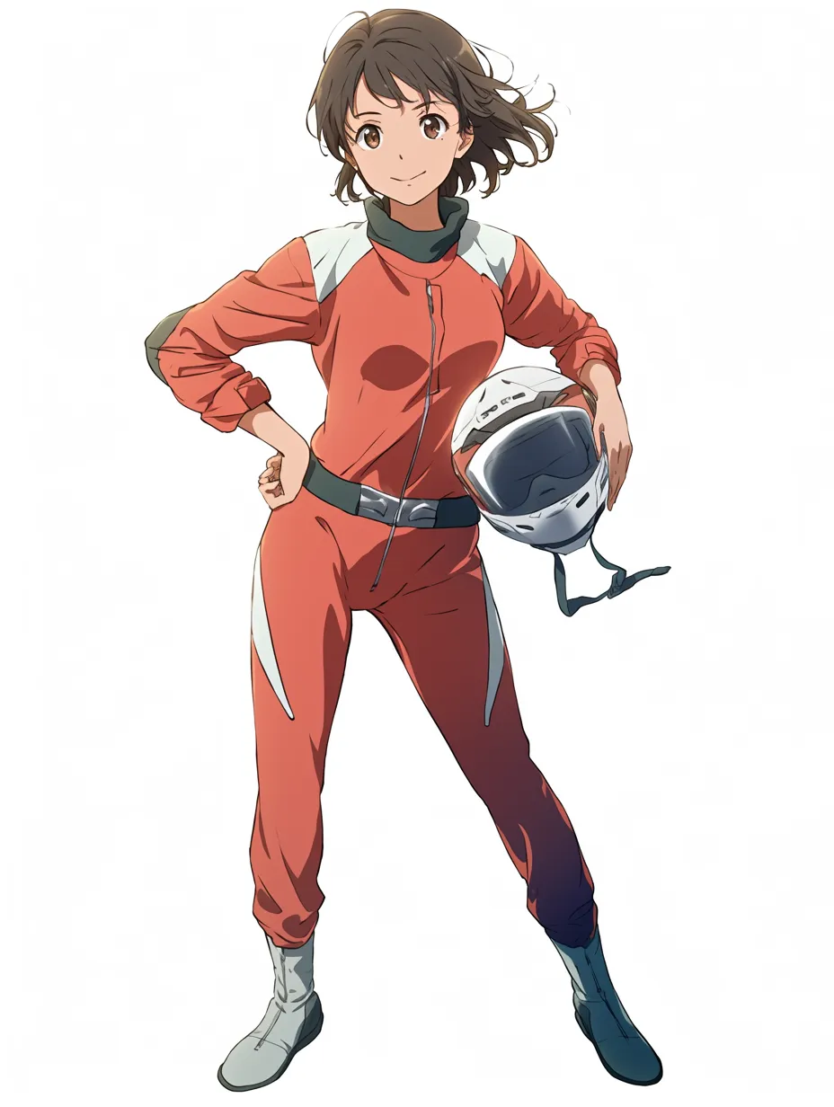 戦隊ヒロイン・真面目な操縦士｜落ち着いた微笑みと整ったレーシングスーツ姿が凛々しい印象を与える。精密な操作を担う職人的役割を担う「戦隊ヒロイン」の中の知性派キャラ。