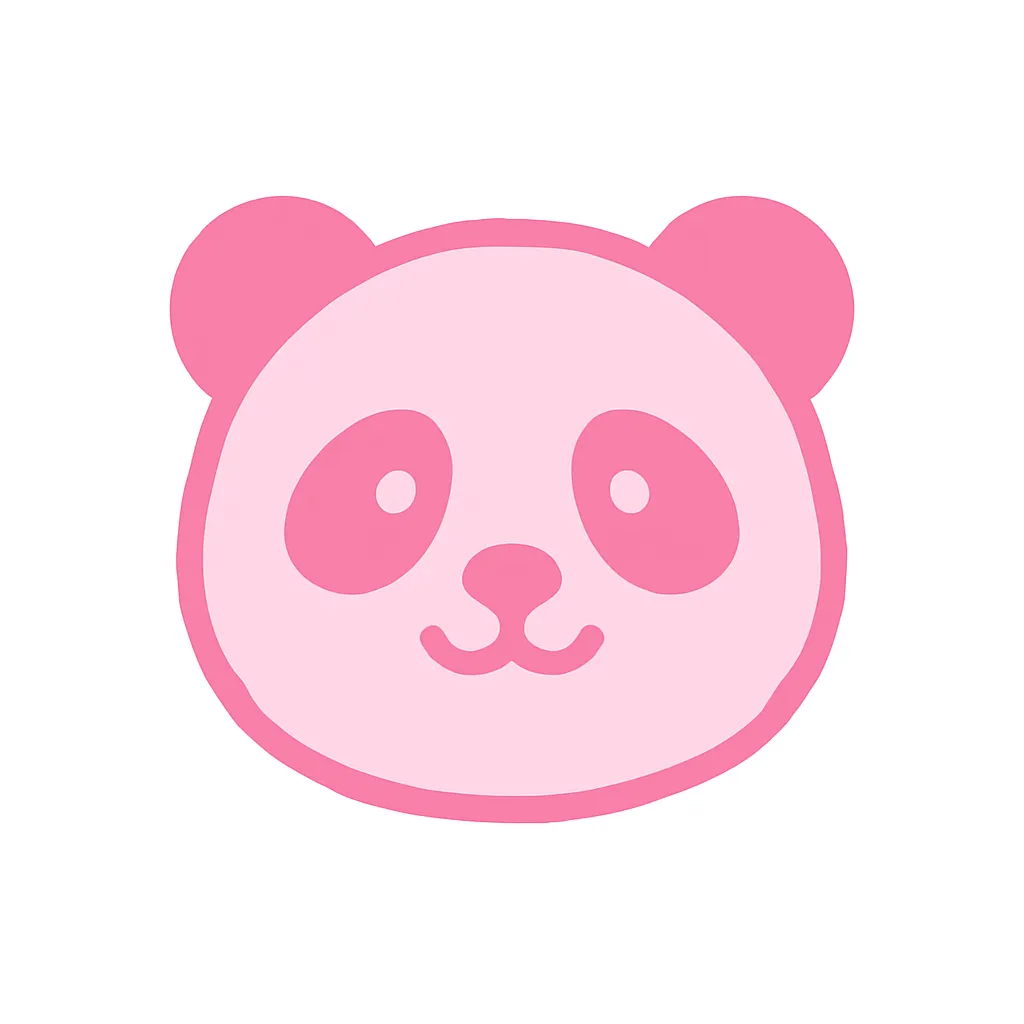 ピンクかわいいパンダアイコン｜白黒の特徴を活かしつつ、ピンクベースでやさしくアレンジしたパンダアイコン。丸いフォルムが印象的で、女性向けコンテンツやLPのワンポイントに最適。上品で親近感のある雰囲気を演出します。