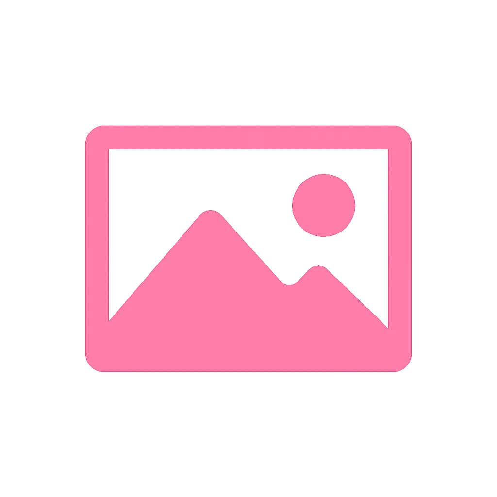ピンクかわいい写真アイコン｜山と太陽をイメージした構成で、写真やギャラリーを連想させるピンク色のアイコン。フラットで親しみやすく、アルバムやビジュアル資料のアクセントに最適です。