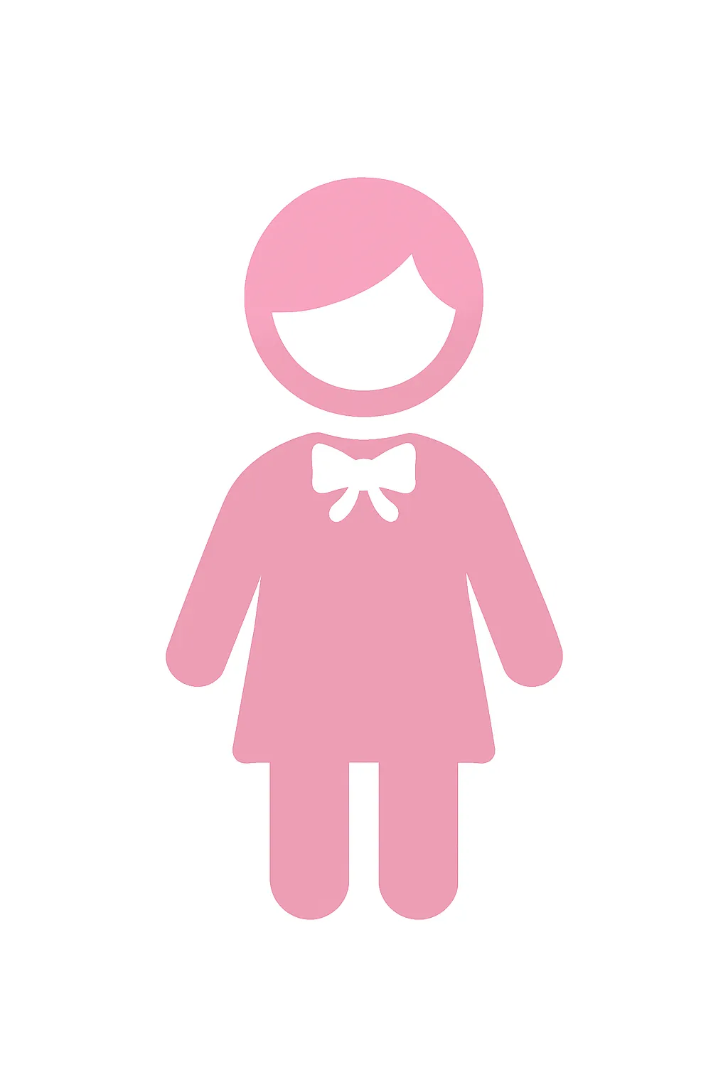 ピンクかわいい中学生アイコン｜中学生を表すやわらかいシルエットを用い、少し小柄で親しみやすい印象にデザイン。学年・年齢区分や教育系素材に最適なアイコンです。