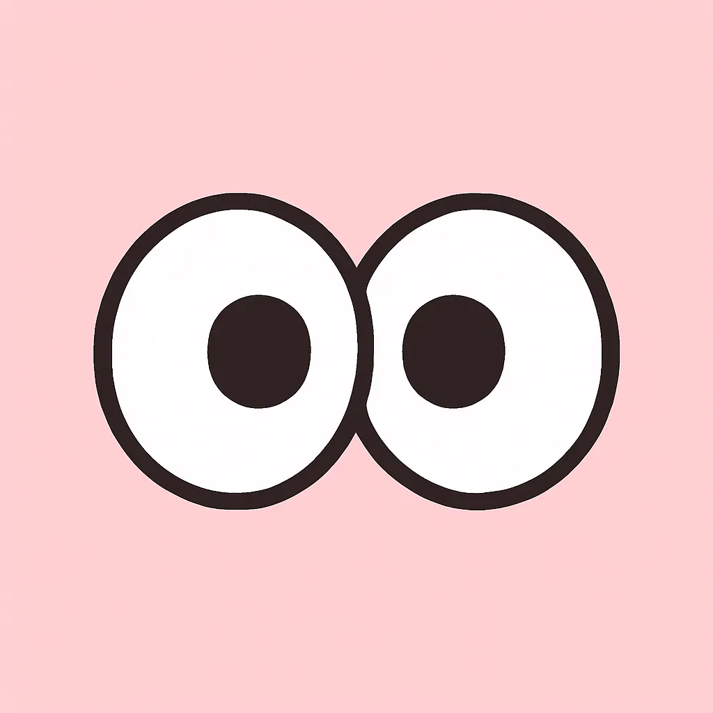 面白いピクトグラム　びっくりした目玉｜黒目がちの大きな目玉が印象的な面白いピクトグラム。何かを見つめて驚いているような、コミカルでポップな雰囲気が魅力です。