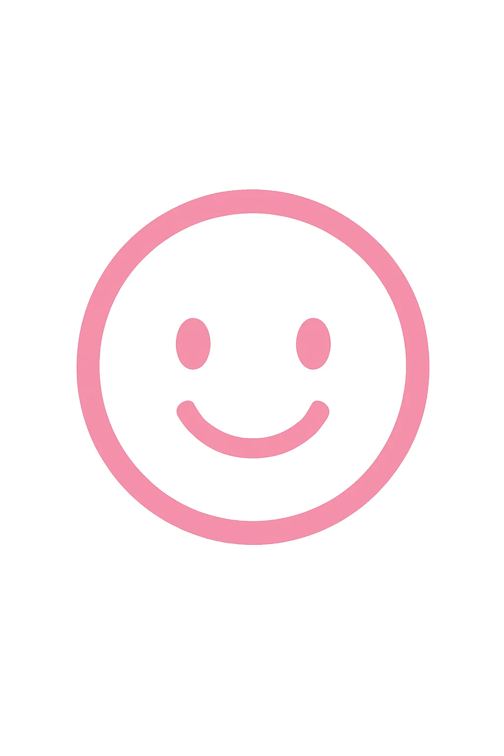 ピンクかわいい笑顔アイコン｜にっこりとした口元が特徴の笑顔シルエット。親しみやすく明るい印象を伝えるピクトグラムで、POPや案内、プレゼン資料にもぴったりです。