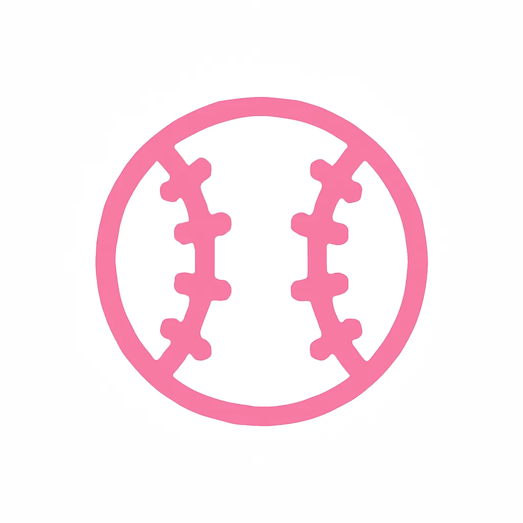 ピンクかわいい野球アイコン｜バットを振る人型シルエットで野球の動きを再現。スポーツ教室や部活動、観戦イベントの案内にも活用できます。