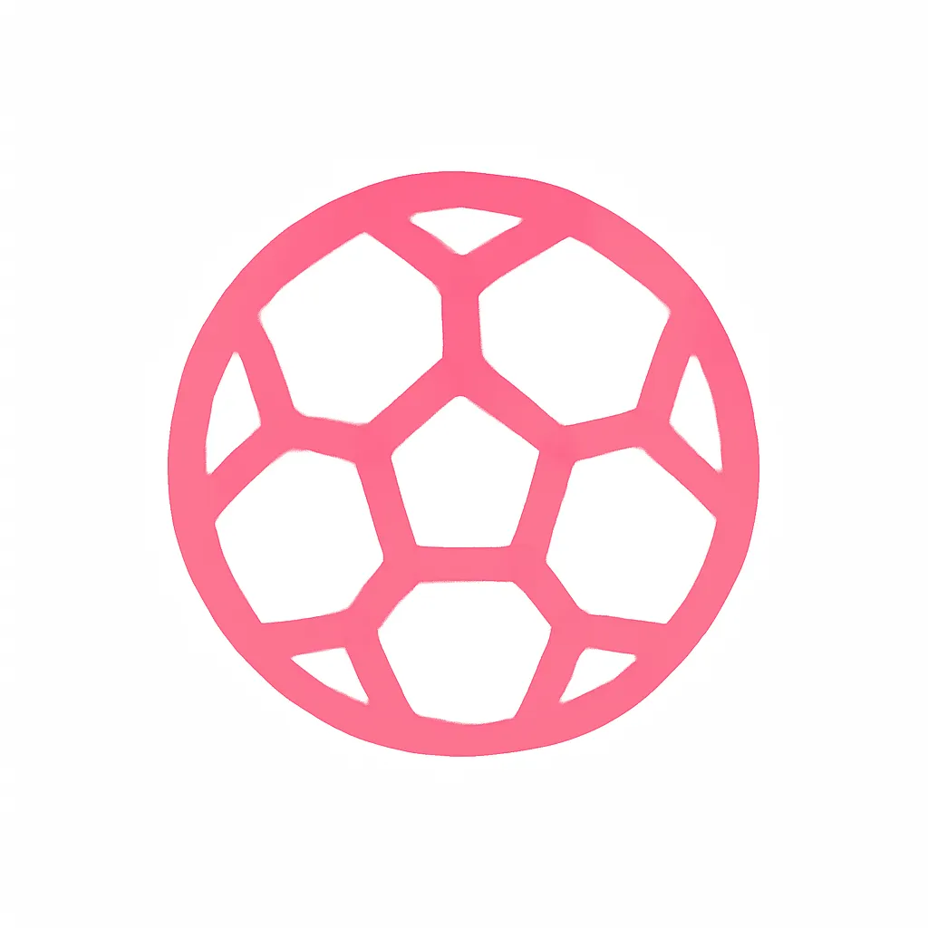 ピンクかわいいサッカーアイコン｜ボールを蹴る姿勢の人物シルエットで動きのある構成。競技・練習・大会関連の印象づけに最適なアイコンです。