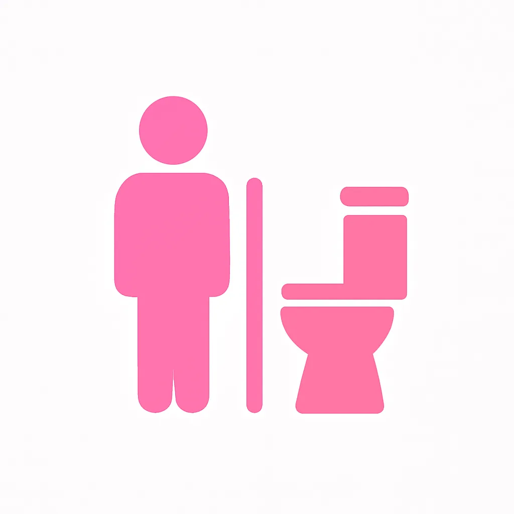 トイレアイコン｜シンプルなピンク色の男性用トイレサインが描かれたトイレアイコン。視認性が高く、やさしい雰囲気を持ち、公共施設でも親しみやすい印象を与えるデザインです。