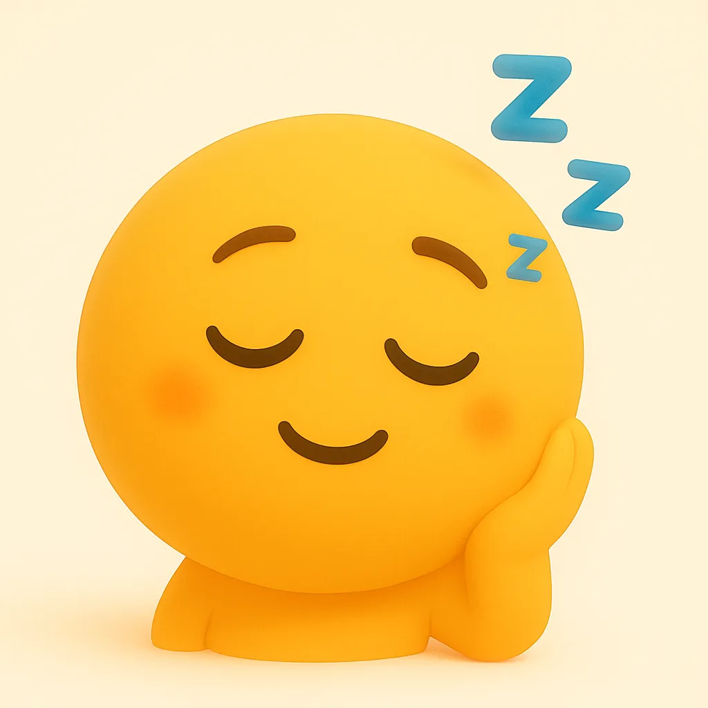 ぷに顔文字シリーズ・スヤァ｜ふんわりと微笑みながら眠っている安定の「スヤァ」顔。優しいラインと柔らかな陰影が、ぷに顔文字シリーズの癒し感を最大限に引き出している。アスキー：( ˘ω˘ )ｽﾔｧ