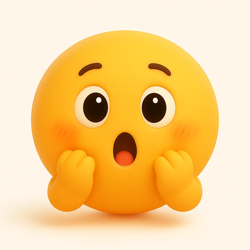 はっ・ぷに顔文字アスキーアート｜大きく見開いた目と丸く開いた口で「はっ」と驚く感情を立体化したぷに顔文字。柔らかな頬の赤みと小さな手の仕草が、驚きと可愛らしさを両立させている。　参考顔文字：(ﾟﾛﾟ屮)屮