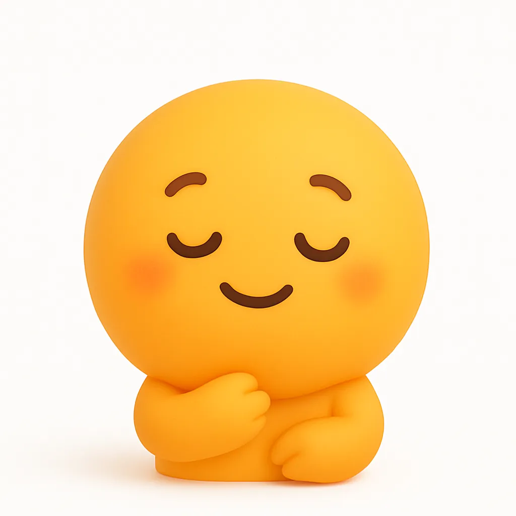 頷く・ぷに顔文字アスキーアート｜目を閉じてゆっくり頷くような表情の「頷く」顔文字を、柔らかな立体スタイルで再現。静かな納得や共感を伝える姿が、落ち着いたやさしい印象を与える。　参考顔文字：( ˘ω˘ )