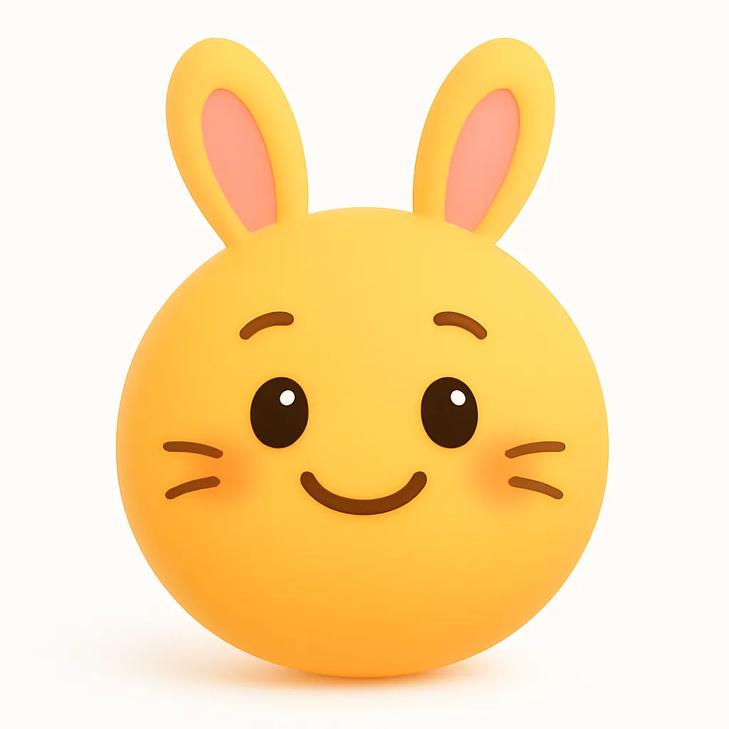 うさぎ・ぷに顔文字アスキーアート｜長い耳が特徴のうさぎ顔文字を、ぷにっとした質感でキュートに再現。ほっぺの赤みと丸い目がやさしく、ほんわかした雰囲気を引き立てる。　参考顔文字：(・×・)