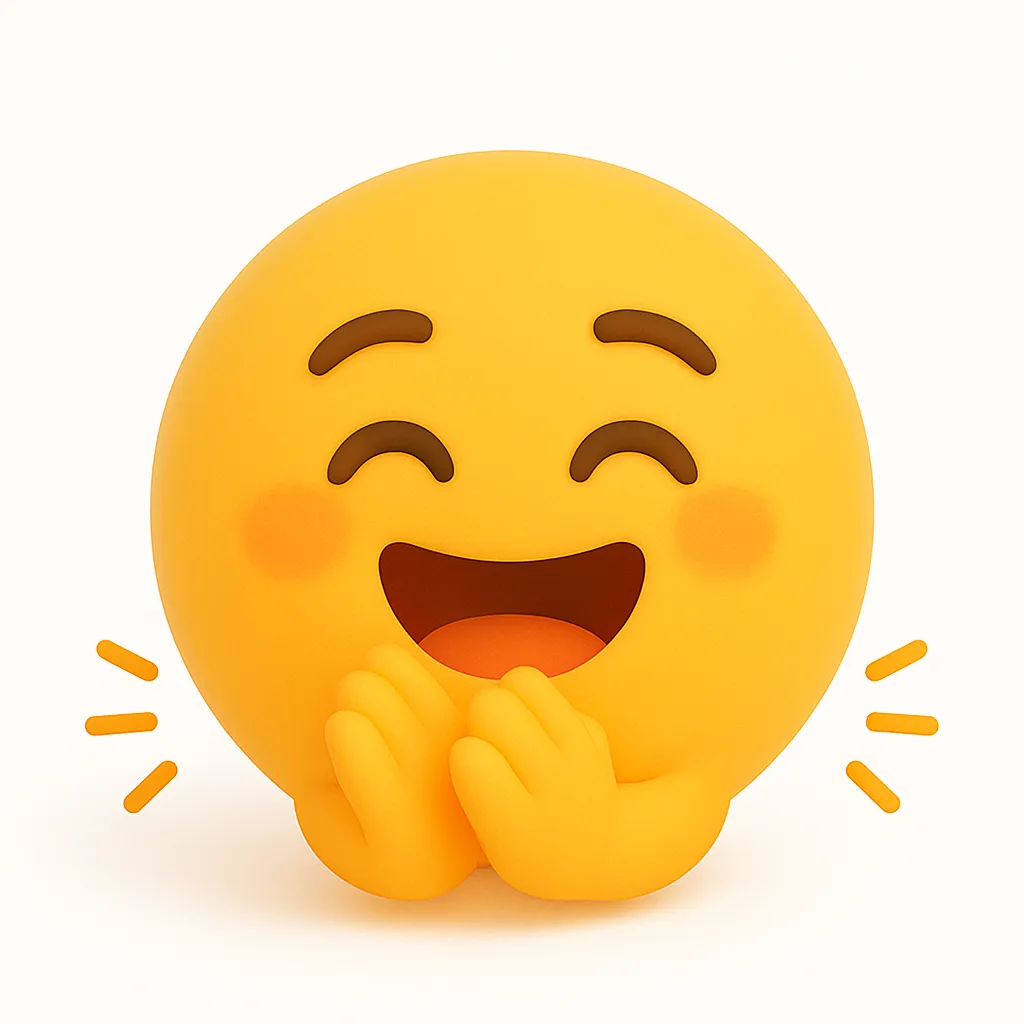 ぷに顔文字シリーズ・拍手｜満面の笑みで手を叩く躍動感あるポーズが特徴の「ぷに顔文字シリーズ」。アスキーアートにすると (*ﾟ▽ﾟﾉﾉﾞ☆ﾊﾟﾁﾊﾟﾁ のような称賛や祝福の雰囲気がある。