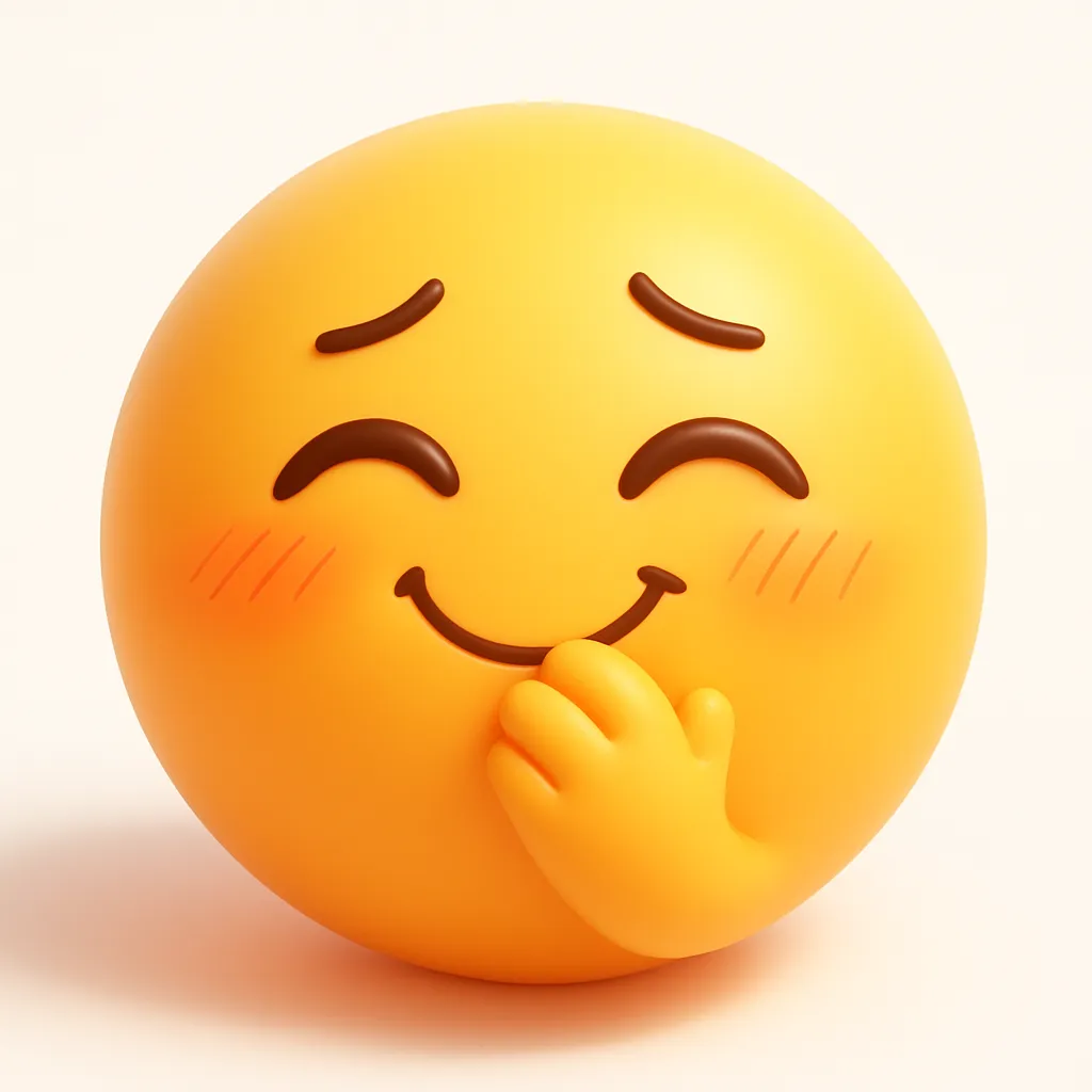ぷに顔文字シリーズ・ふふふ｜手で口元を隠したぷに顔文字シリーズ・ふふふは、(*´艸`) を思わせる控えめな微笑が魅力。照れ笑いのニュアンスを柔らかく伝えるスタイルで、愛らしさが際立ちます。