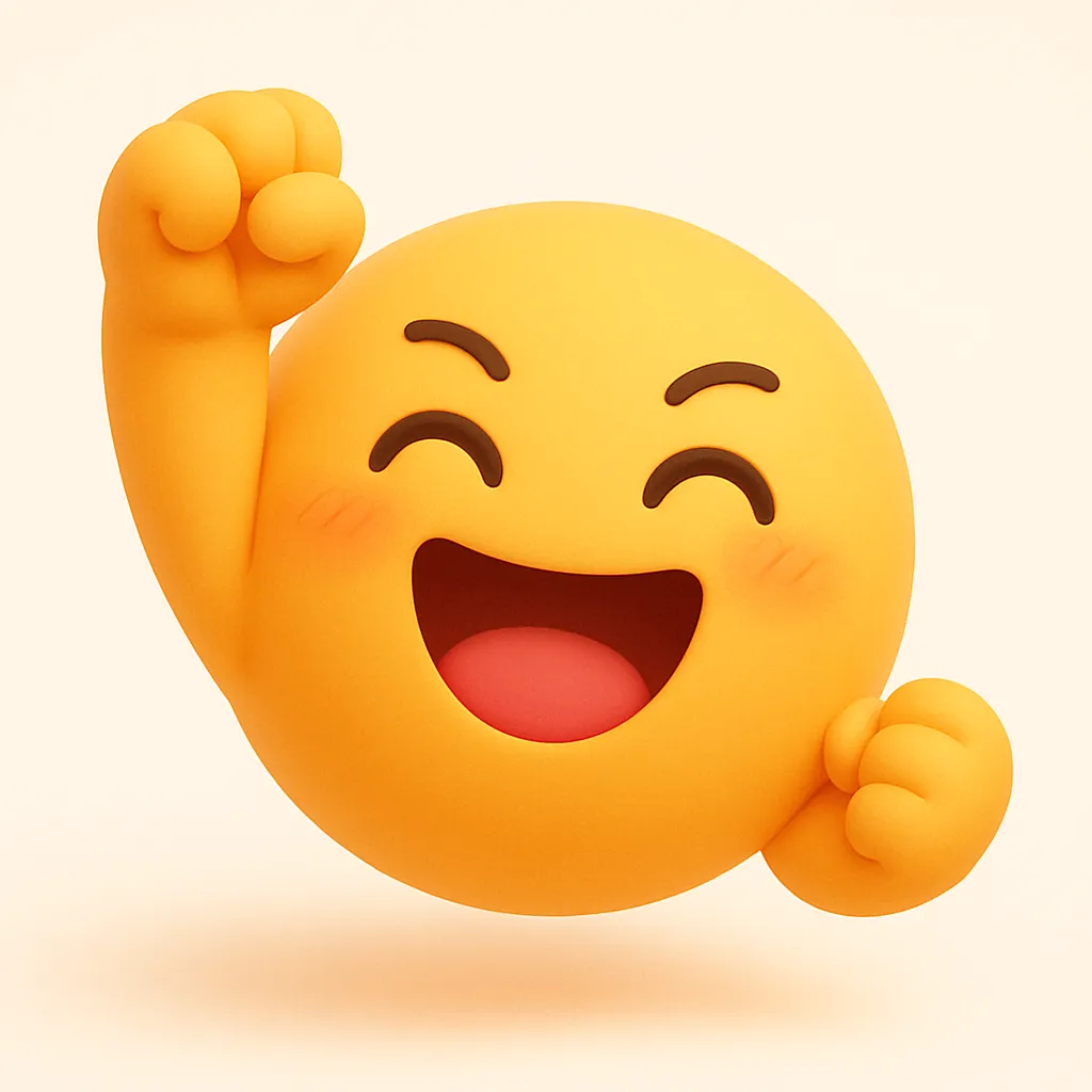 ぷに顔文字シリーズ・えいえいおー｜拳を突き上げてジャンプするぷに顔文字シリーズ・えいえいおーは、(๑•̀ㅂ•́)و✧ に近い意気込みが表現された構図。元気づけたいときのポジティブ素材にぴったりです。