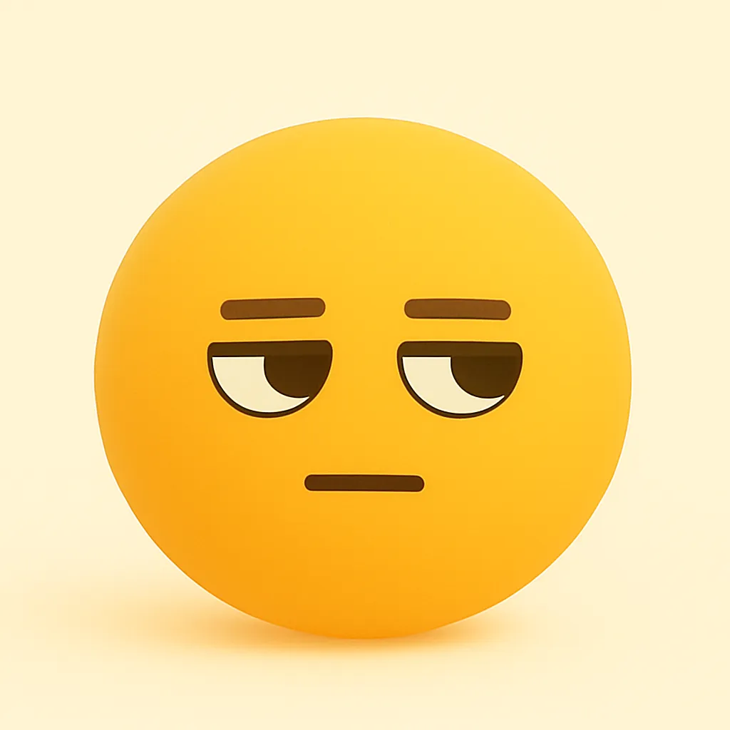 ぷに顔文字シリーズ・遠い目｜視線がどこか遠くを見つめる切なげなぷに顔文字。口元も感情を押し殺したように静か。アスキーアートでは ( ﾟｰﾟ) のような虚無感を醸します。
