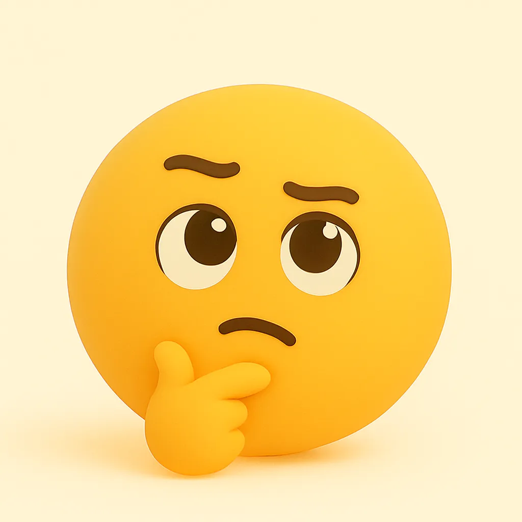 ぷに顔文字シリーズ・考える｜手をあごに添えて考え込むしぐさがかわいらしいぷに顔文字。丸い目と曲がった眉が「考える」気持ちを素直に伝えます。AAでいうと ( •̀ㅁ•́;) っぽい印象です。