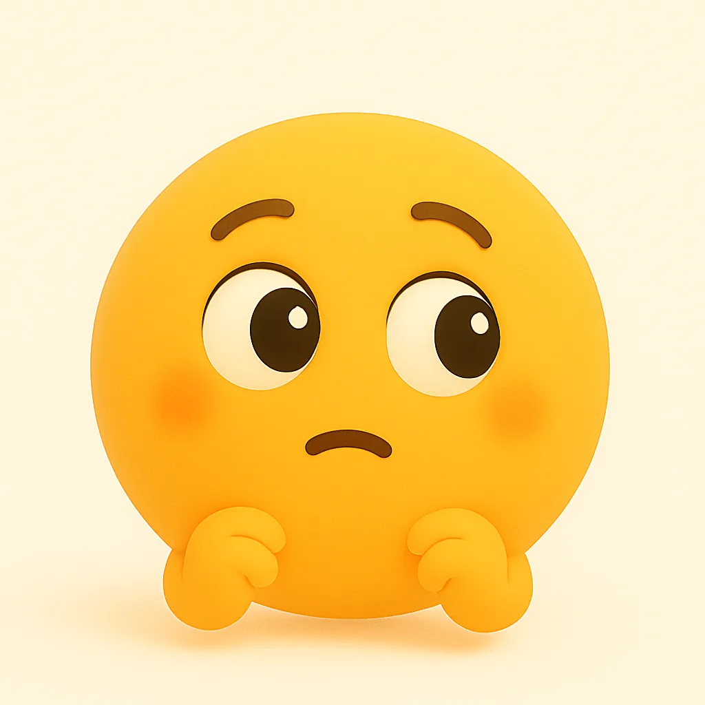 ぷに顔文字シリーズ・ガーン｜下向きの眉と口でショックを表現し、手のひらを顔に当てた「ガーン」なシーン。まるい目とぷに感が「ぷに顔文字シリーズ」らしいユーモアに。アスキー：(￣□￣;)!!