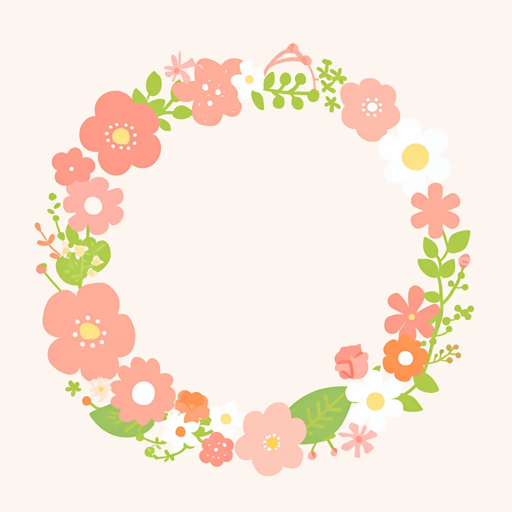 おすすめかわいいLINEアイコン02｜花々が円を描くように並んだおすすめかわいいLINEアイコン。柔らかな色調と均整の取れた配置が、優雅さと可愛らしさを同時に表現している。