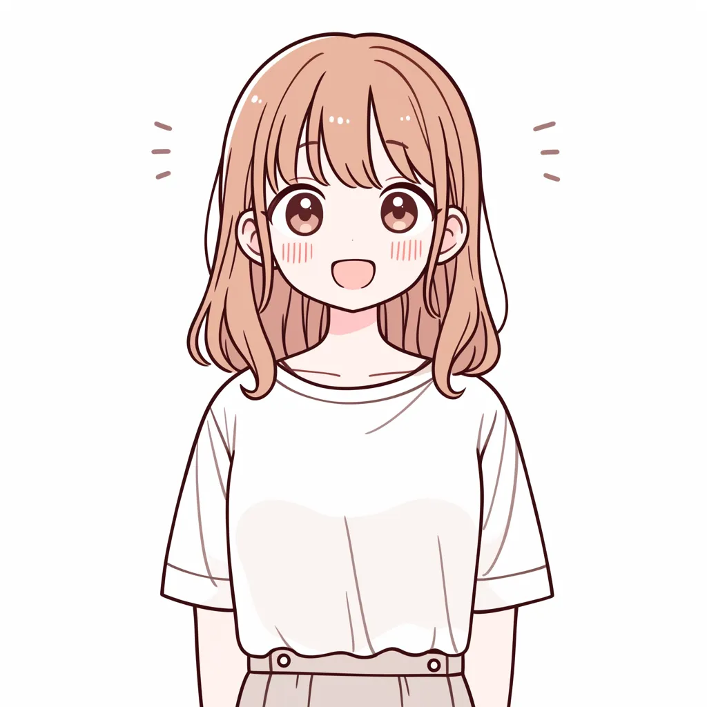 おすすめかわいいLINEアイコン05｜明るい笑顔が印象的な女の子のおすすめかわいいLINEアイコン。柔らかな線とナチュラルな色合いが爽やかさを強調し、ポジティブな雰囲気を広げている。