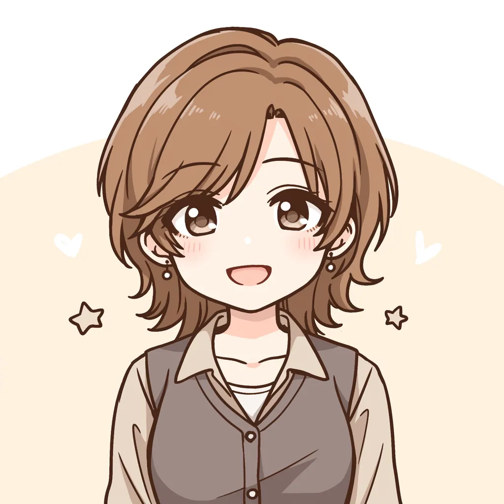 かわいいLINEアイコン03｜柔らかな色合いで描かれたショートヘアの女の子。落ち着いた服装と優しい表情が調和し、爽やかで大人っぽさもあるかわいい雰囲気を楽しめる仕上がりになっている。
