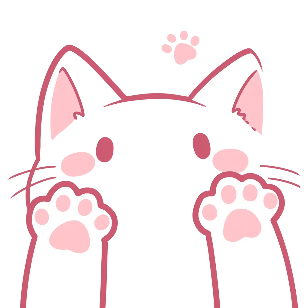 かわいいLINEアイコン猫01｜前足を突き出す猫のポーズが愛らしいアイコン。ピンクの肉球や丸みを帯びた顔立ちが強調され、シンプルながらも温かみのあるかわいらしさが表現されている。
