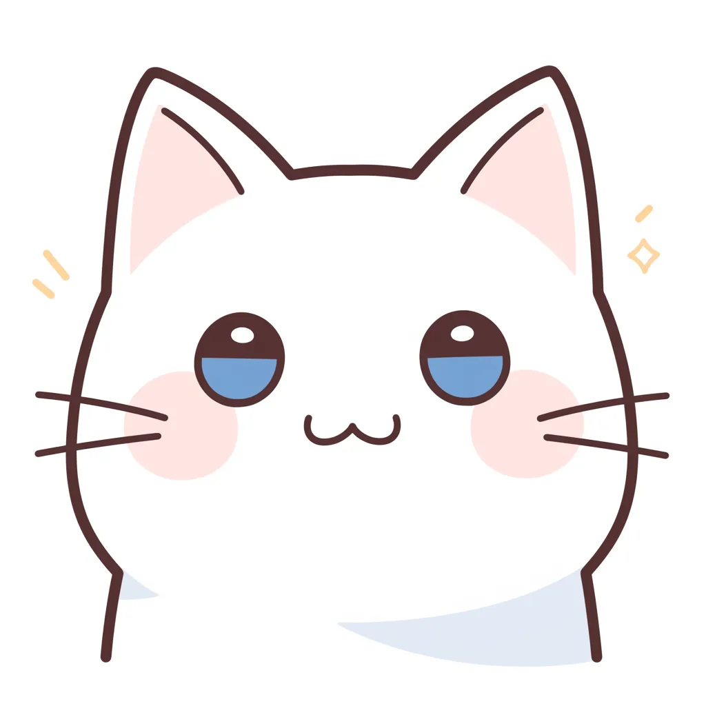 かわいいLINEアイコン猫03｜大きな丸い目と小さな口元が特徴的な猫。白を基調にしたデザインで、シンプルさの中に愛嬌が込められ、SNSで映えるかわいい存在感を放っている。