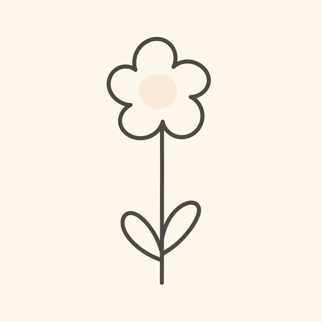 おしゃれシンプルLINEアイコン 白花イラスト｜淡いベージュにシンプルな白い花が描かれたおしゃれシンプルLINEアイコン。素朴さの中に柔らかな愛らしさが漂い、ナチュラルで落ち着いた雰囲気を感じさせる。