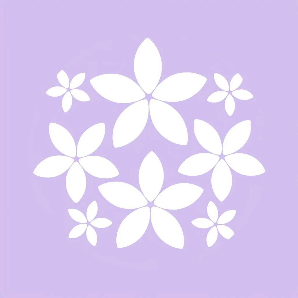 おしゃれ女子LINEアイコン 紫花デザイン｜紫色の背景に白い花が散りばめられたおしゃれ女子LINEアイコン。シンプルでありながら上品さを演出し、静かな美しさを持つデザインとなっている。