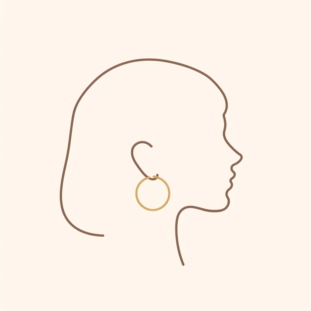 大人女子ラインアートLINEアイコン｜線画で表現された横顔がシンプルながら印象的で、大ぶりのピアスが華やかさを添えている。余白の美しさが映える大人女子のLINEアイコン。