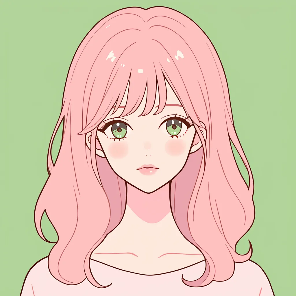モテるアイコン女子の透明感｜淡いピンクの髪と透き通るような瞳が印象的な女子のSNSアイコン。シンプルな構図の中に透明感が宿り、モテるアイコンとして魅力を放つ。