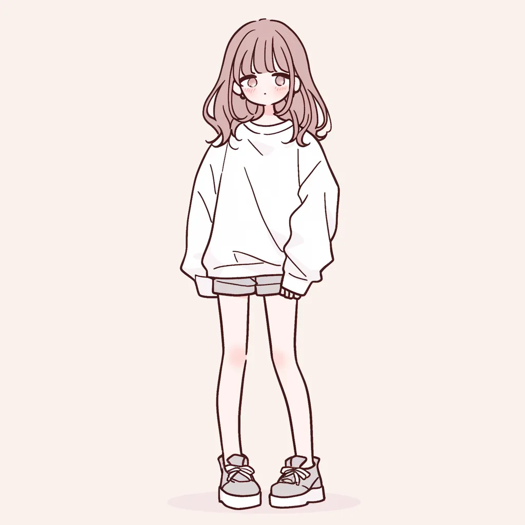 モテるアイコン男ウケの甘さ｜オーバーサイズのパーカーにショートパンツを合わせた女子のSNSアイコン。華奢な雰囲気と無垢な表情が、男ウケする可憐さを引き立てている。