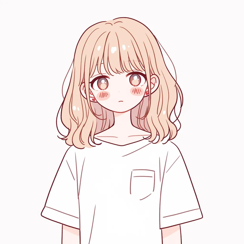 モテるアイコン男ウケの純粋｜大きな瞳で真っ直ぐ見つめる女子のSNSアイコン。シンプルな白Tシャツと自然な赤みが、男ウケする純粋さを感じさせる。