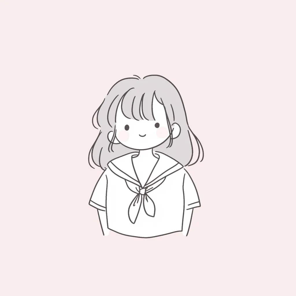 モテるアイコン中学生シンプル｜淡い線画と優しい配色が際立つ中学生のモテるアイコン。最小限の要素で構成され、控えめながらも可愛らしさが引き立つ雰囲気を持つ。