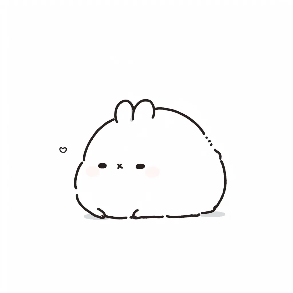 韓国アイコンうさぎまんまる｜韓国アイコンうさぎが丸いフォルムで描かれた姿は、もちもちとした柔らかな印象を与え、見る人に癒しを届ける愛らしさが詰まっています。