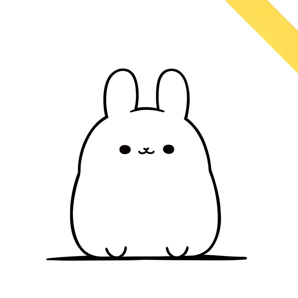 韓国アイコンうさぎシンプ線｜韓国アイコンうさぎが線画で描かれた姿は、シンプルさの中に可愛らしさを宿し、無駄を省いたデザインが印象的な存在感を放っています。