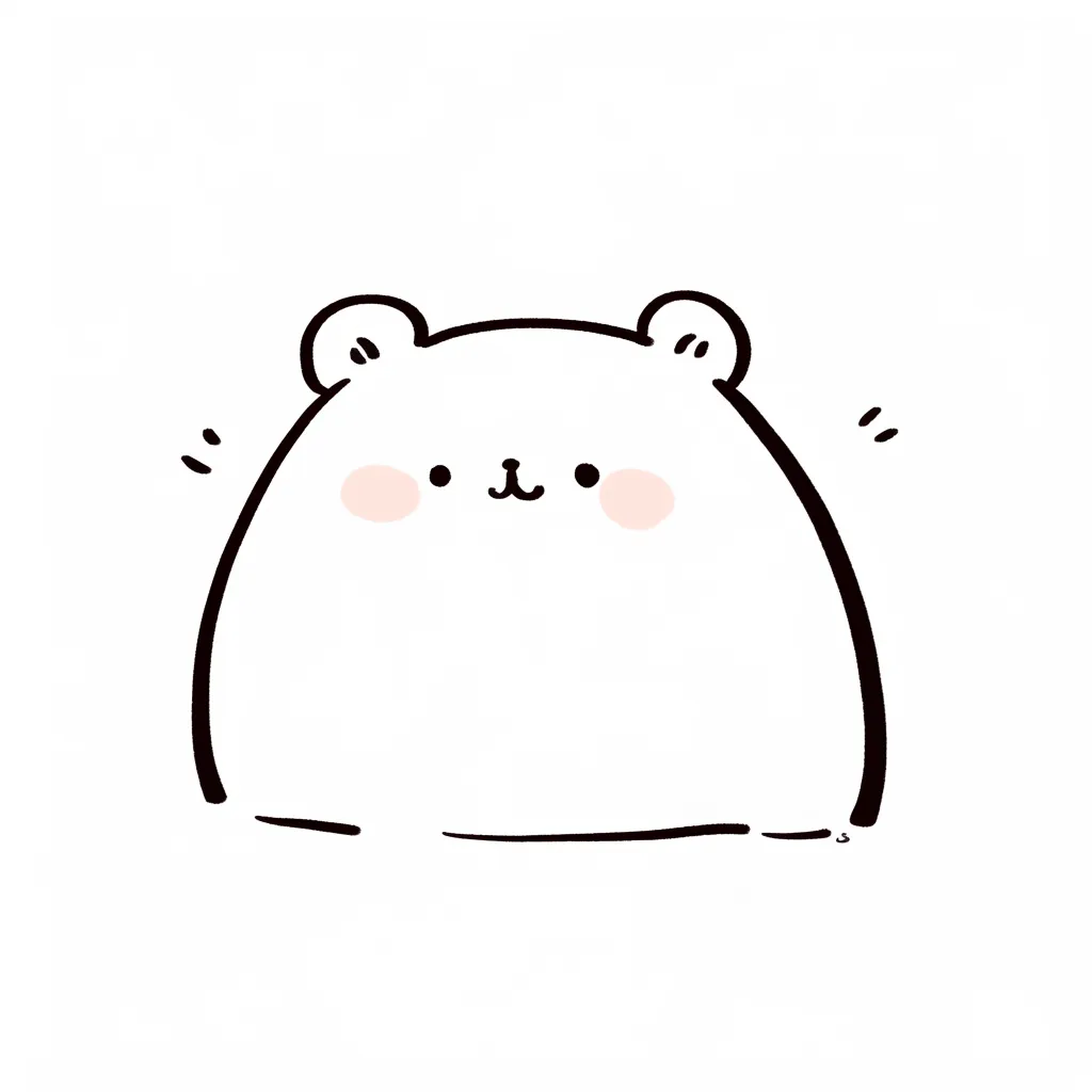 韓国アイコンくまほのぼの微笑｜韓国アイコンくまがほんのり微笑む姿を描いたアイコン。淡いピンクの頬が温かさを添え、全体の丸みと小さな仕草がSNSでの安心感を自然に表現している。