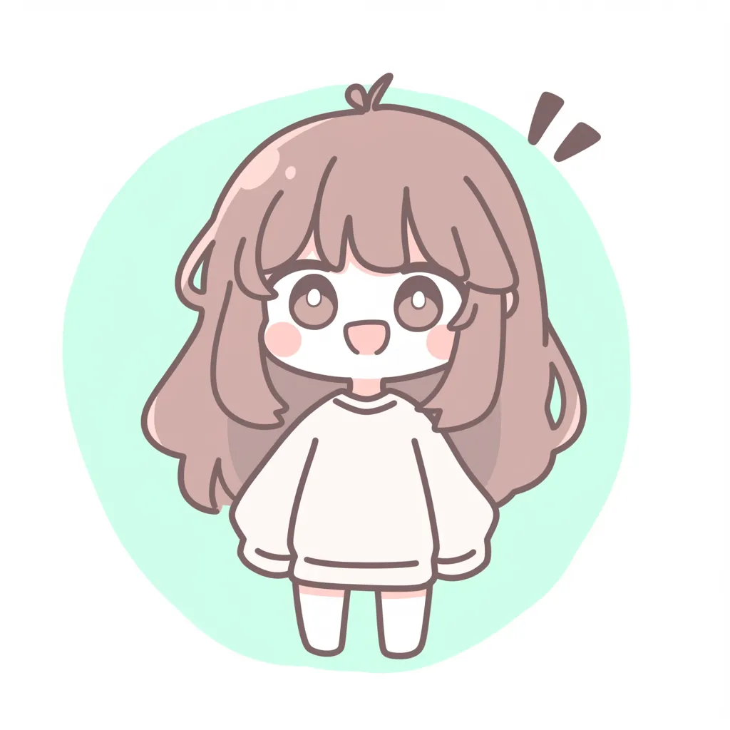 韓国風LINEアイコン元気ガール｜韓国風LINEアイコンらしいポップな雰囲気の女の子。白い服とふんわりした髪型に淡い背景色が合わさり、元気で明るい印象をSNSに添えるイラストです。