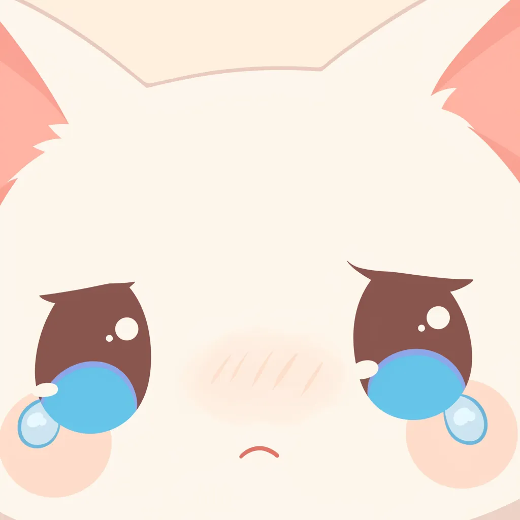かわいいエモいアイコン 涙目うさぎ｜大きな涙を溜めた目が印象的なかわいいエモいアイコン。頬の赤みと小さな口元が切なさを強調し、見る人の心を揺さぶる愛らしい存在感を放っています。