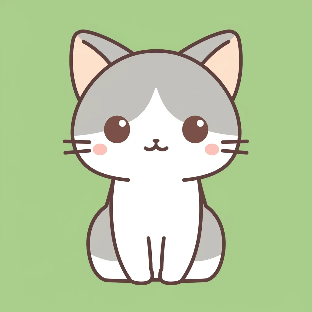 おしゃれエモいアイコン グリーン背景猫｜丸みを帯びたシルエットが愛らしい猫を描いたおしゃれエモいアイコン。グリーンの背景が清涼感を与え、無垢で柔らかな存在感が強調されています。