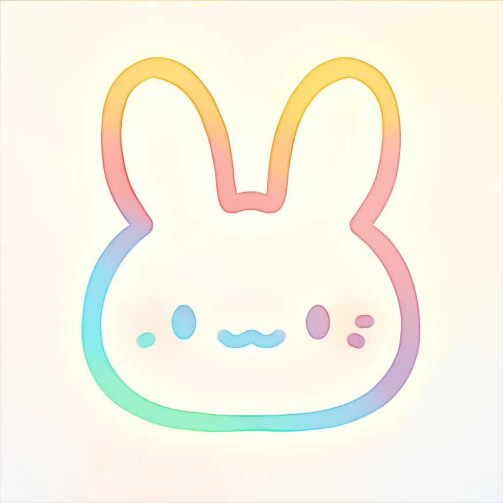 おすすめインスタ虹うさぎアイコン｜虹色のラインで形作られた輪郭が幻想的なおすすめインスタ虹うさぎアイコン。シンプルながらカラフルな彩りが見る人の目を惹きつけます。