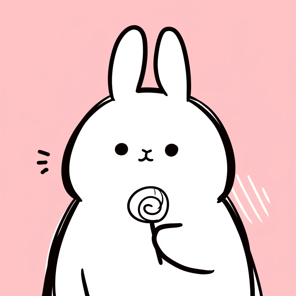 かわいいインスタうさぎアイコン｜キャンディを持つうさぎが描かれたかわいいインスタうさぎアイコン。シンプルな線とピンク背景が合わさり、柔らかな愛らしさを際立たせています。