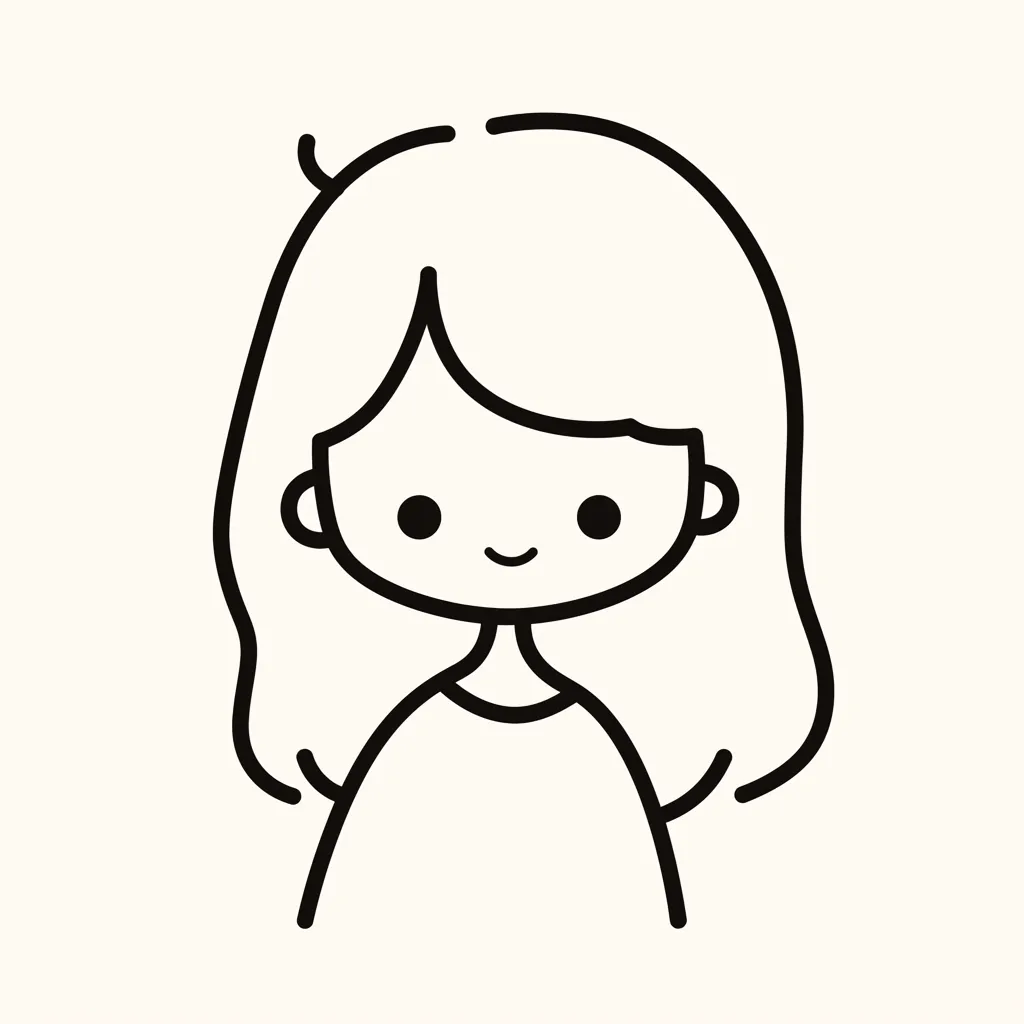 おしゃれインスタシンプル女子アイコン｜柔らかな曲線と控えめな微笑みが特徴のおしゃれインスタシンプル女子アイコン。無駄のない線画が心地よい余白を生み出し、上品な印象を与えています。