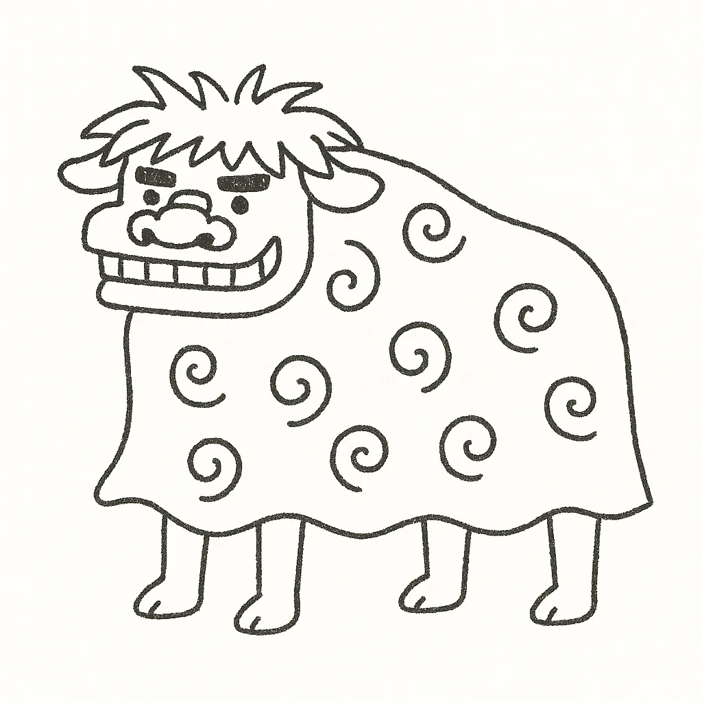 手書き獅子舞の迫力ある線画｜力強い輪郭線と細部まで描かれた手書き獅子舞のイラストです。表情に迫力があり、伝統的な雰囲気を演出します。資料や広告に取り入れることで存在感を与え、ビジネス写真素材として効果的に活用できます。