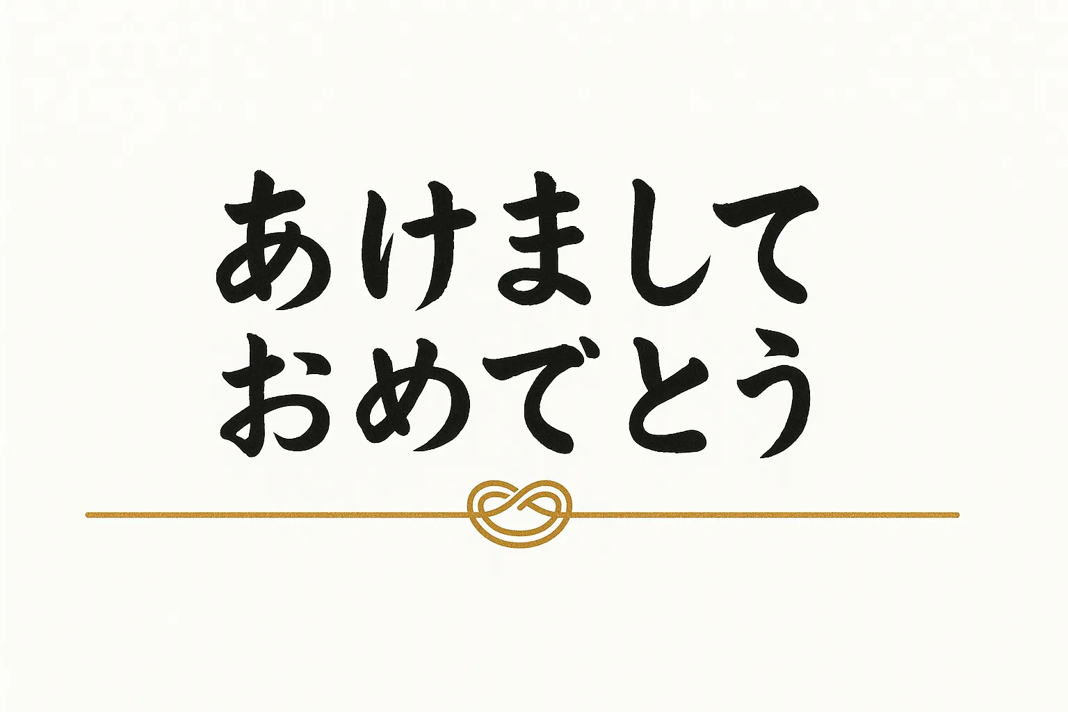 あけましておめでとうシンプル線素材｜金色の一本線を中央にあしらったミニマルなデザインです。あけましておめでとうのメッセージを洗練された形で示し、フォーマルな用途に向いた素材です。
