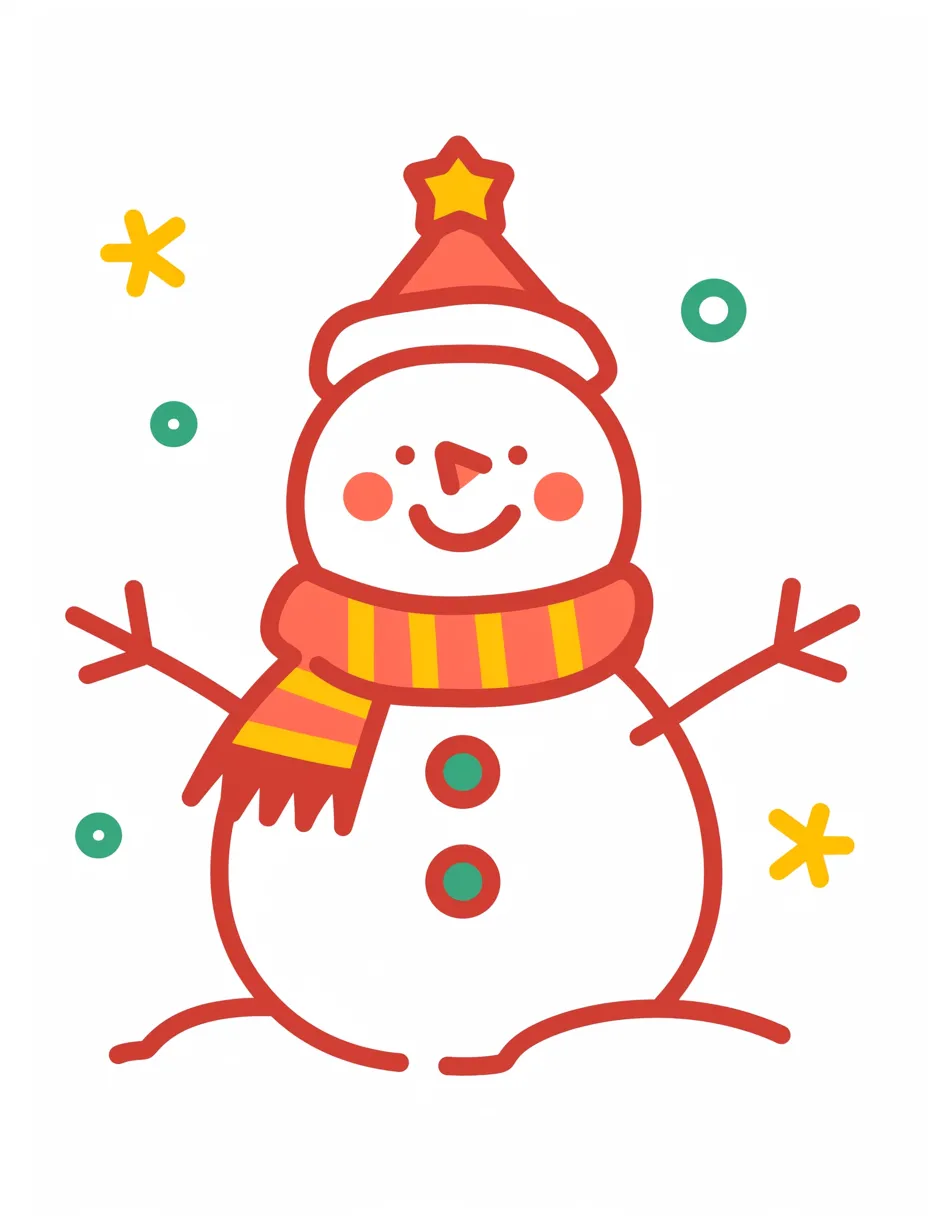 クリスマス雪だるまの帽子に星デザイン｜星を飾った帽子をかぶったクリスマス雪だるまです。遊び心のあるデザインが特徴で、冬のキャンペーンやカードデザインに適した写真素材です。