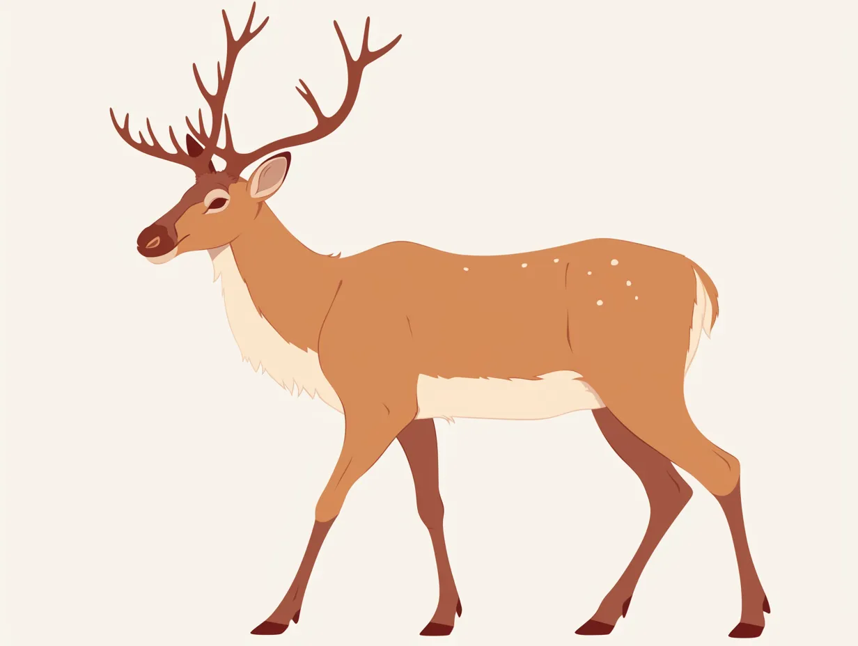 クリスマストナカイのリアル歩行デザイン｜自然なタッチで歩く姿を描いたクリスマストナカイです。リアル寄りの表現が印象的で、大人向け広告や商品イメージに適しています。